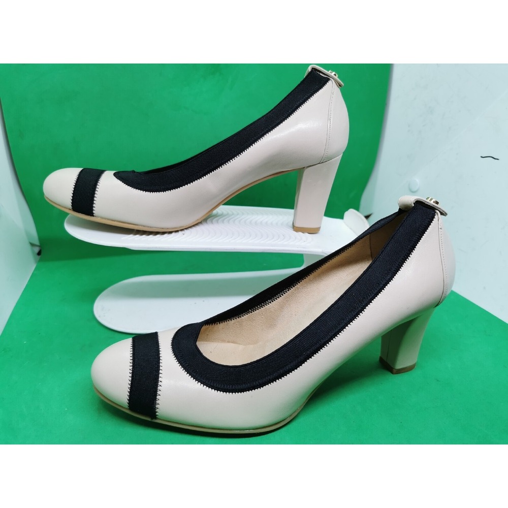 Stewart Weitzman Womens 6.5M Ivory with Black trim Pumps Heels - Picture 1 of 16